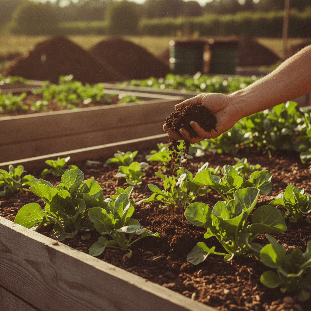 Finished compost being used in local gardens