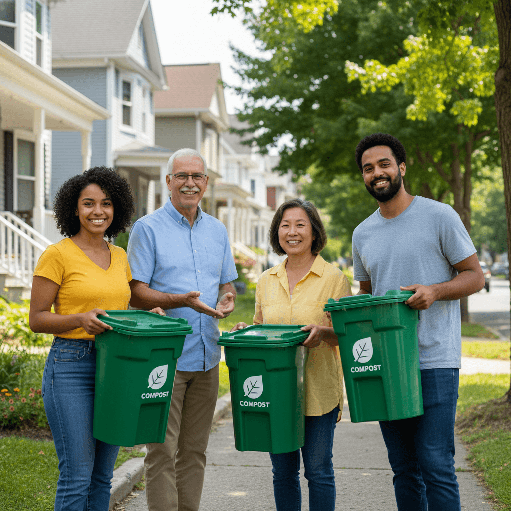 Waterbury community members participating in food scrap collection